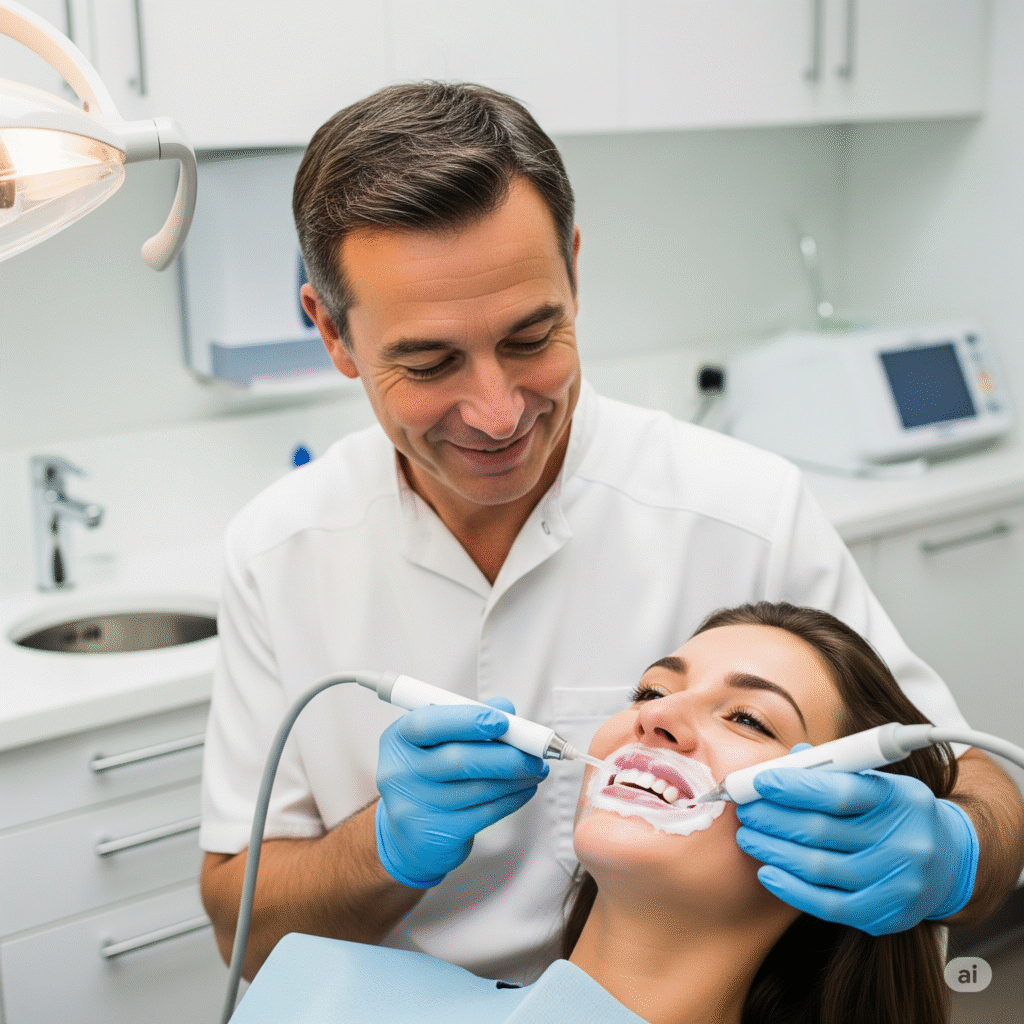 Island Park Dental patient receiving professional teeth whitening in Ottawa